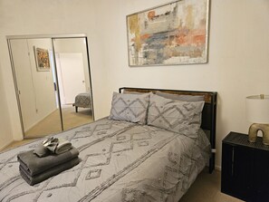 2 bedrooms, desk, iron/ironing board, travel cot