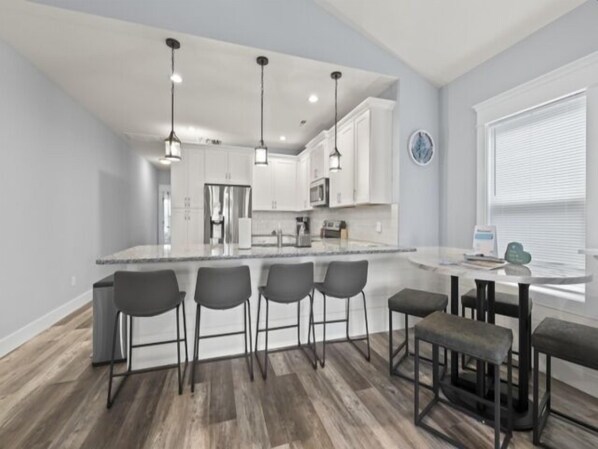 Fridge, microwave, oven, dishwasher