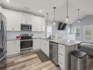 Fridge, microwave, oven, dishwasher