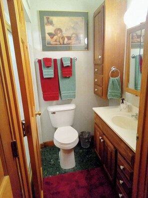 Serviettes fournies, savon, papier toilette