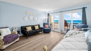 Condo, Multiple Beds, Balcony, Ocean View (By The Wave Side) | Living area - By the Wave Side Oceanfront! (Panama City Beach)