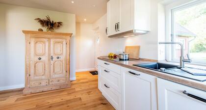 The Möwennest in a quiet location just before the dike, with terrace and beach chair.