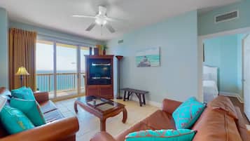 Condo, Multiple Beds, Balcony, Ocean View (Sunrise Serenity) | Living area | 42-inch flat-screen TV with digital channels
