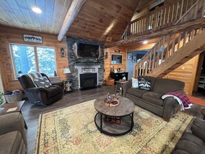 Living area - Lakefront cabin with endless sunsets in Stratton. Sauna coming May 2026! (STRATTON)