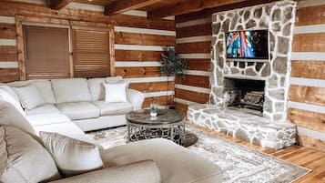 Smart TV, fireplace, video games, DVD player