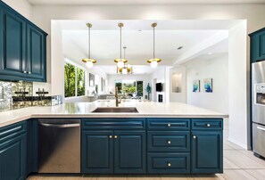 Fridge, microwave, oven, stovetop - Villa Estrella at Desert Princess Resort/Private Pool and Spa (Cathedral City)