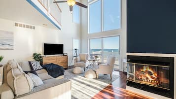 Smart TV, fireplace, video games, table football