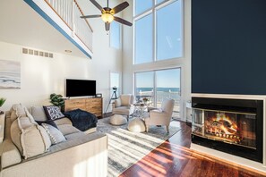 Smart TV, fireplace, video games, table football