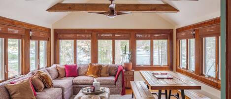 TV, fireplace, video games