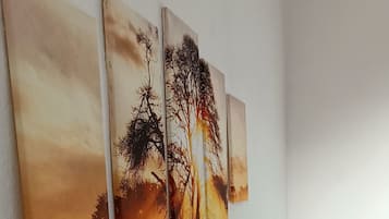 1 bedroom, desk, iron/ironing board, travel crib