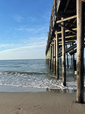 On the beach, sun-loungers - Beachfront Bliss Oceanfront 2 BR/Bath Condo with Pool in Ocean Isle Beach (Ocean Isle Beach)