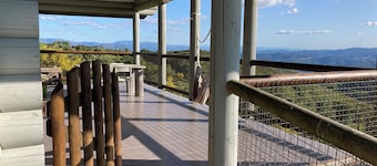 Sturdy solid wood cottage with panoramic mountain views