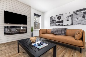 Smart TV, fireplace, video games, table football