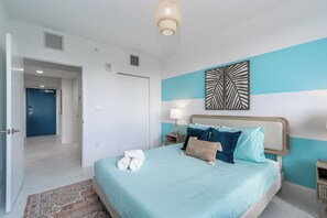 1 bedroom, desk, iron/ironing board, travel cot