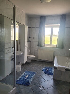 Shower, hair dryer, towels, toilet paper - Vacation apartments Meyer, between Nuremberg and Ansbach A6/B14, near Playmobil Fun Park (Heilsbronn)