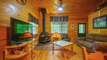 Smart-TV, Kamin, DVD-Player, Bücher