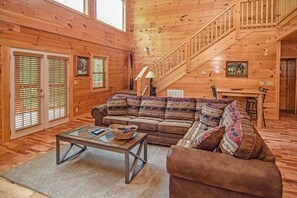 Smart TV, fireplace, foosball