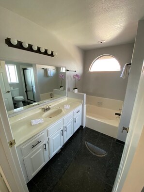 Hair dryer, towels, toilet paper