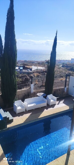 Pool - LUXURY VILLA SEA VIEWS HEATED POOL private jacuzzi wifi bbq parking tennis court (Candelaria)