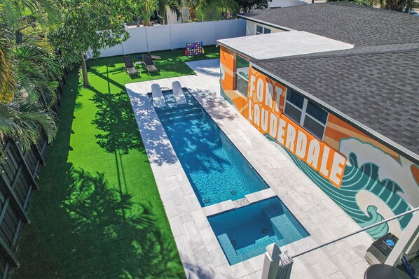 Outdoor pool, a heated pool