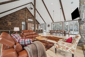 Smart TV, fireplace, video games, table football