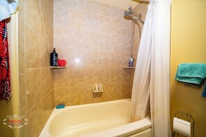 Regadera, secadora de cabello, bidet, toallas