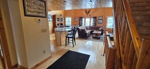 TV, fireplace, video games, foosball