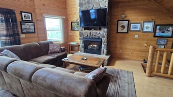 TV, fireplace, video games, foosball