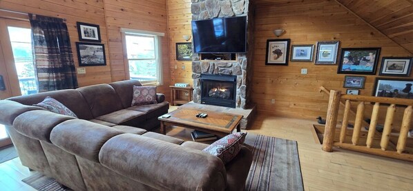 TV, fireplace, video games, foosball