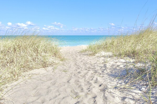 On the beach, beach towels, fishing - Seaside Escape - Ocean Village - Ground Floor - Steps to the Beach! (Fort Pierce)