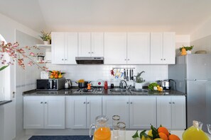 Apartment | Private kitchen | Fridge, oven, stovetop, coffee/tea maker - Sea View Rooftop Apartment With Jacuzzi & Garden (Sorrento)