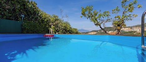 Outdoor pool, pool loungers