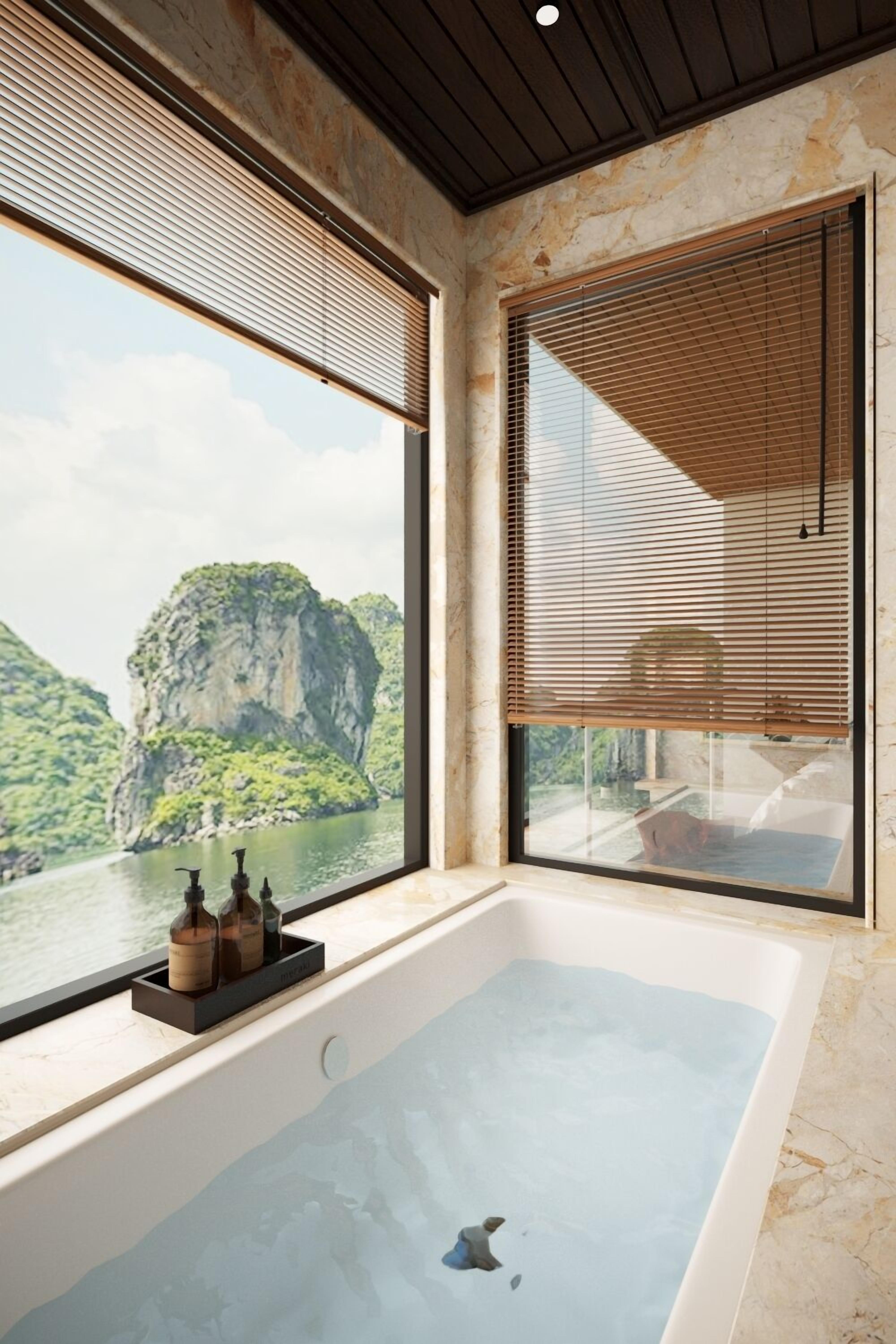 Combined shower/tub, free toiletries, hair dryer, bathrobes