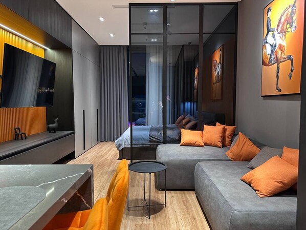 Appartement Luxe, vue ville | Coin séjour