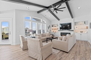 Smart TV, fireplace, table football, offices