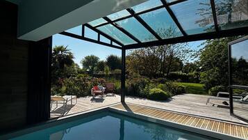 Indoor pool, open 8:00 AM to 9:00 PM, sun loungers