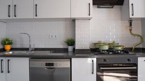 Oven, stovetop, dishwasher, electric kettle