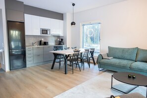 Superior Apartment, 2 Bedrooms, Balcony, Partial Lake View | Private kitchen | Coffee/tea maker, electric kettle, toaster - Vuokatin Välke A10 (Sotkamo)