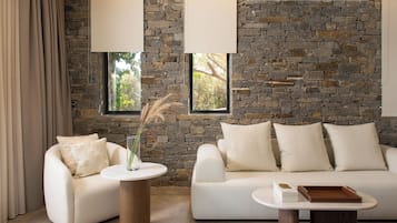 Vione Suite With Private pool &  Sea View | Coin séjour | Télévision à écran plat de 50 pouces avec chaßnes par satellite