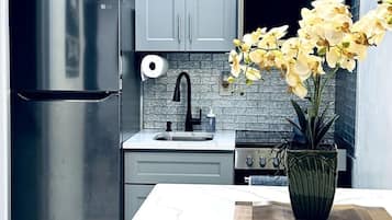 Fridge, microwave, stovetop, toaster