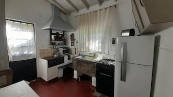 Fridge, microwave, stovetop, electric kettle