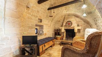 TV, fireplace