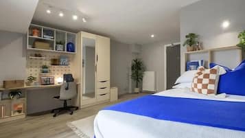 Desk, free WiFi, bed sheets