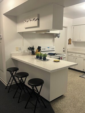 Fridge, microwave, oven, stovetop - Charming 3-bedroom house with lake views in serene Spring Hill (Spring Hill)