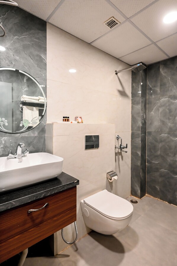 Executive Double Room | Bathroom | Shower, free toiletries, hair dryer, slippers - Virasat  The Hotel by Triveni Grand (Prayagraj)