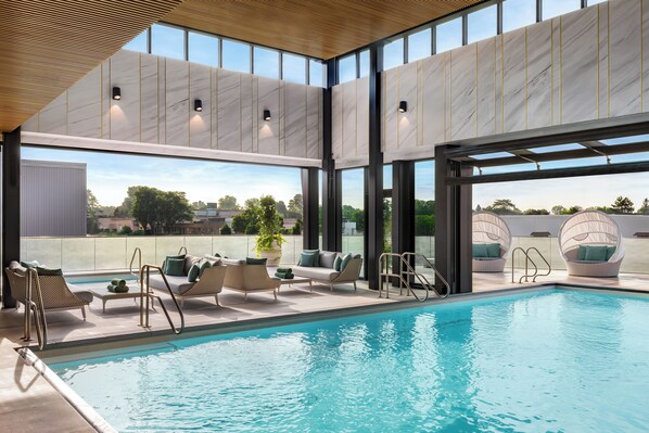 Indoor pool, free pool cabanas, pool umbrellas