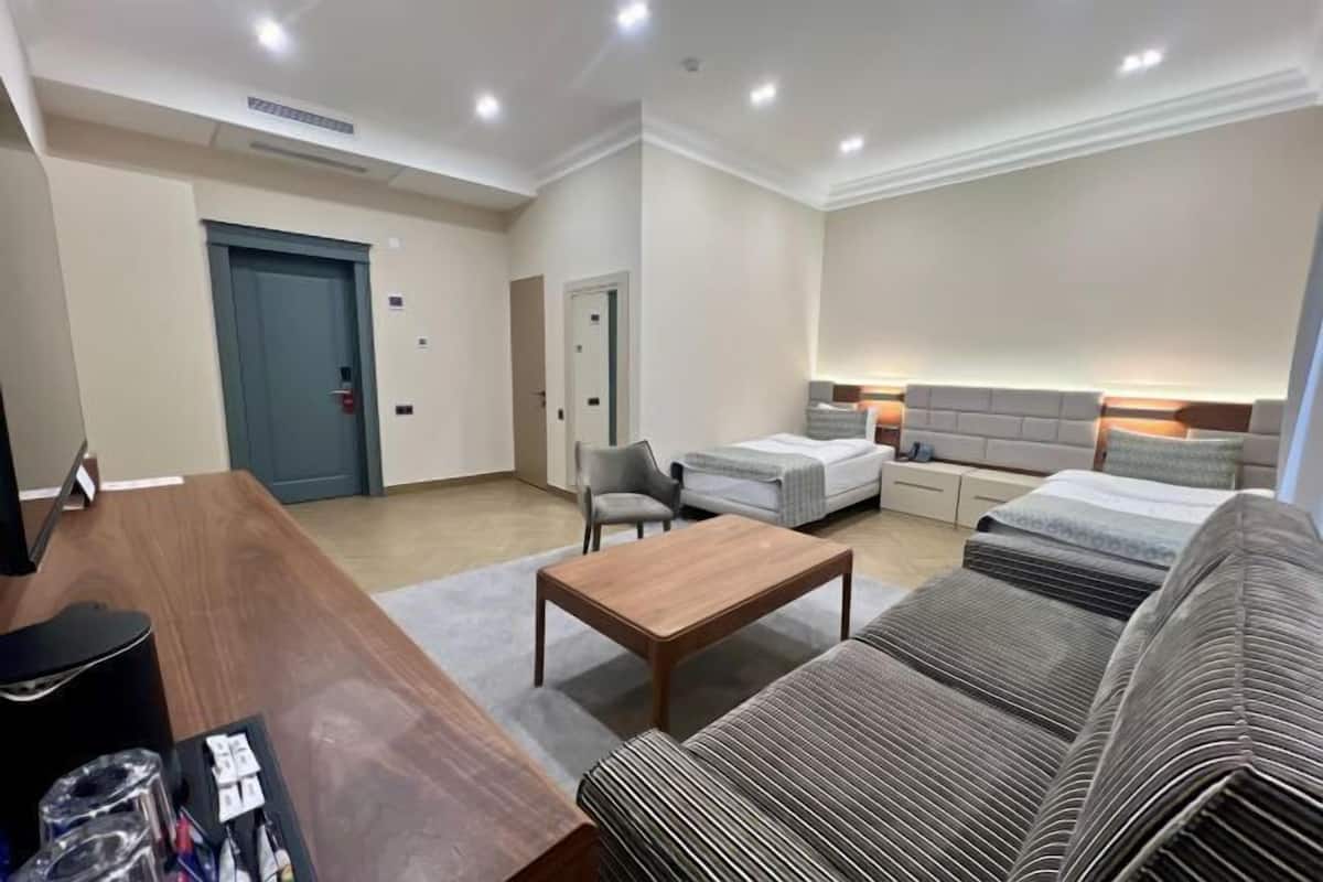 Premium bedding, memory-foam beds, in-room safe, desk