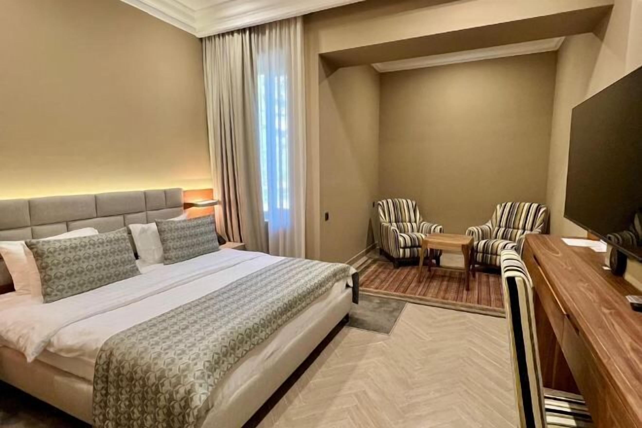 Premium bedding, memory foam beds, in-room safe, desk