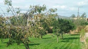 A well-maintained grassy field with a few trees and a stone wall in the foreground. - Anasa Residence (Chania)