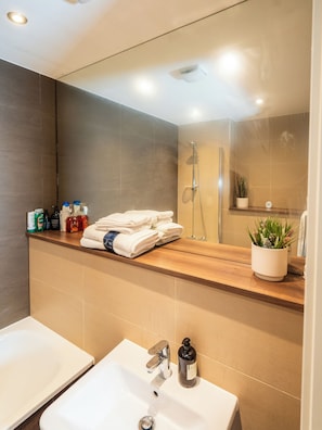 Towels, soap, toilet paper